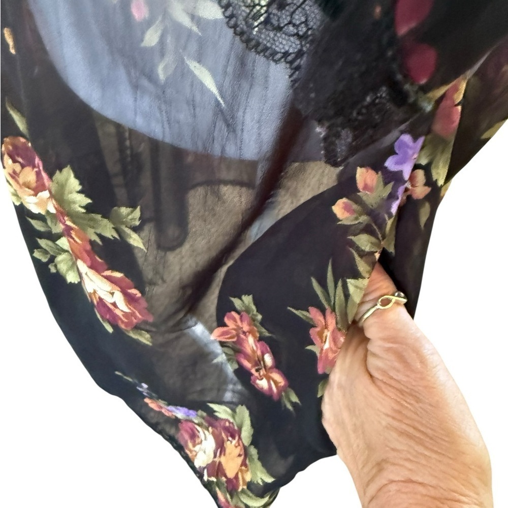 Christian Dior Sheer Floral Lace Robe - Black and Multicolor Womens Small - Picture 6 of 12